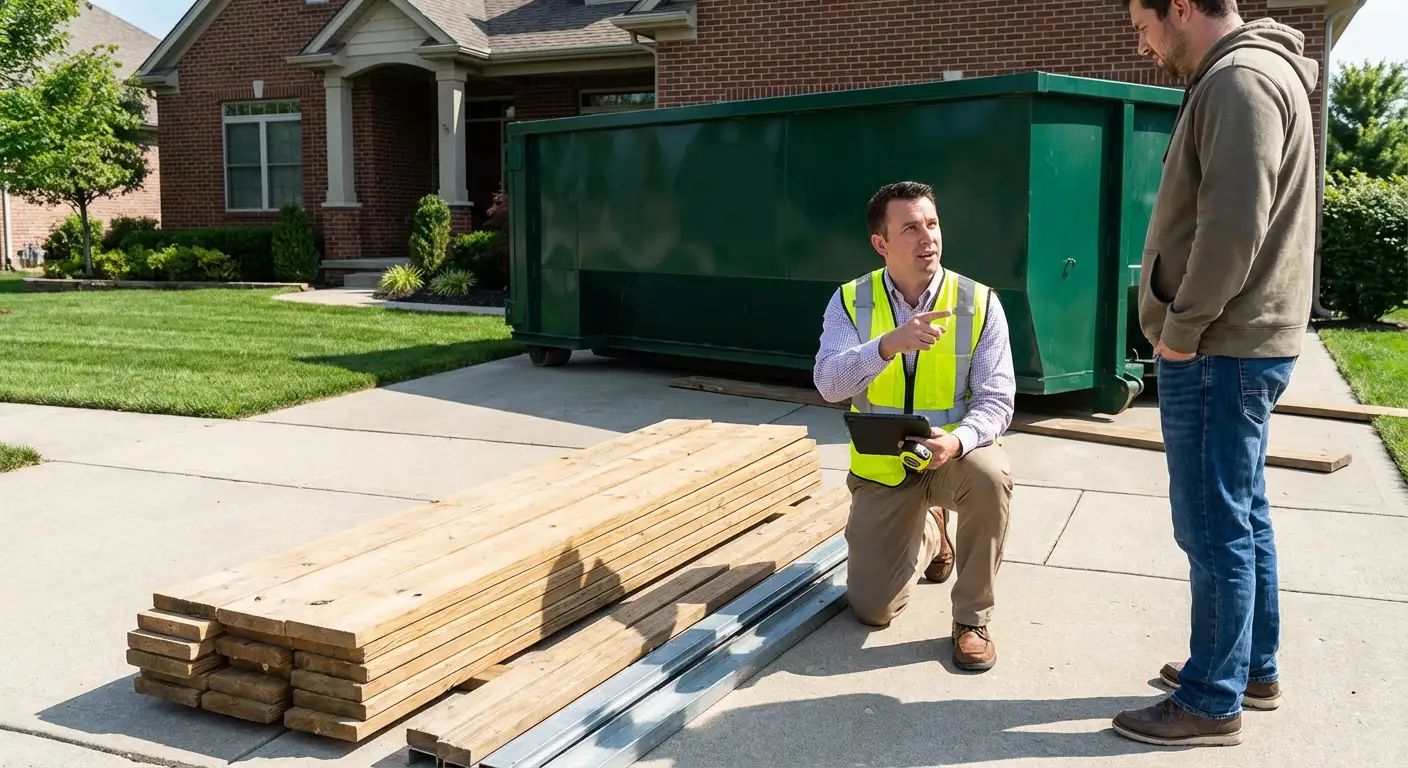 Dumpster rental delivery truck in Encinitas